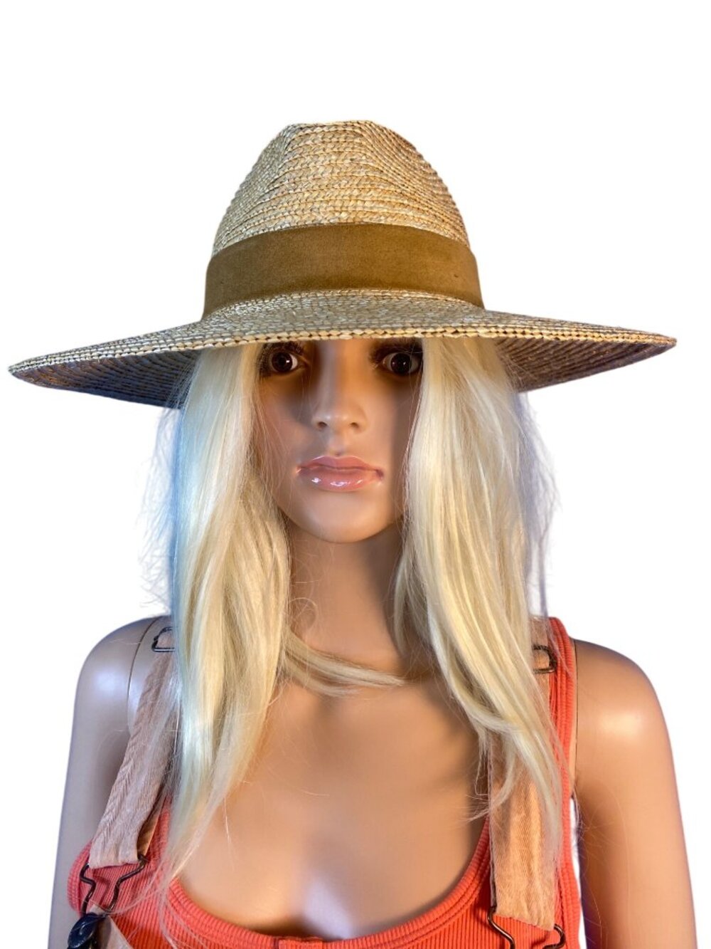 NWT Gigi Pip Isla Straw Fedora Hat S/M 57cm Adjustable Wide Brim Band MSRP$102 - Picture 15 of 17